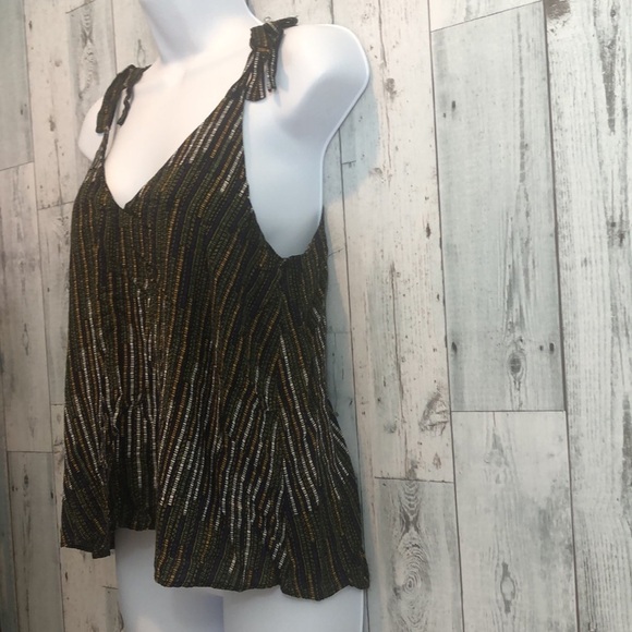 H&M Multi Colored Strip Shoulder Tie Tank Top 6 - Picture 2 of 9